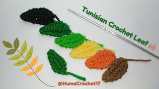 Tunisian Crochet Leaf 🍂🍃 with written instructions @HumaCrochet17  For Absolute Crochet Beginners