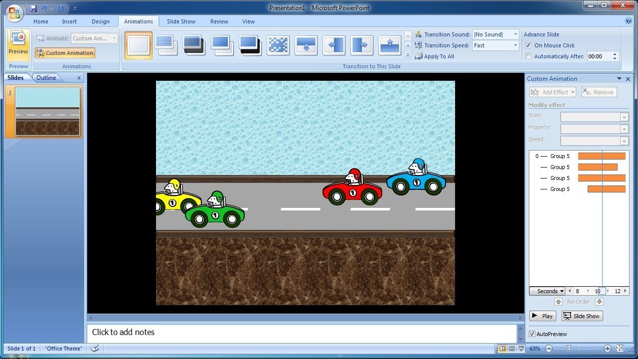 Tutorial Powerpoint 2007 Cara Membuat Custom Animations Clipart Car Di Powerpoint Youtube