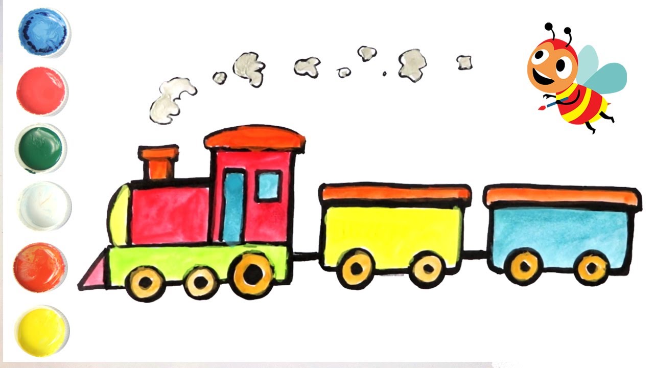 Premium Vector | Happy little kids playing and traveling on a colorful toy  train