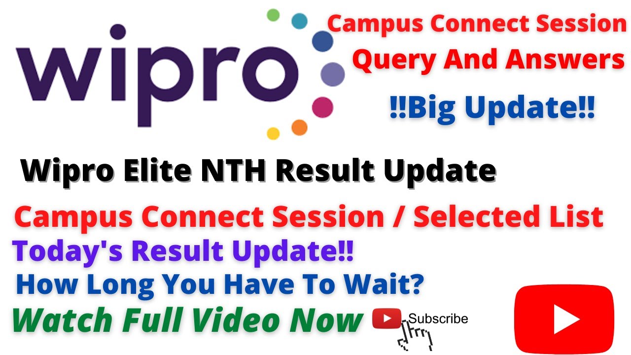 Wipro Result Update / Big Update / Campus Connect Program / Selected List /  