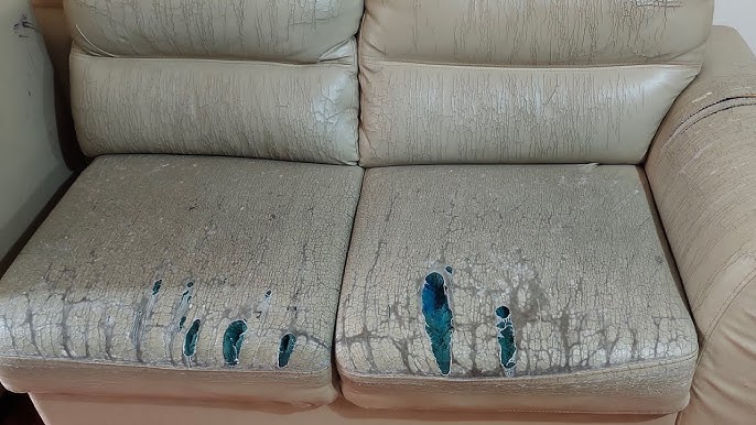 Leather couch repair Hi can anyone help me repair these pet scratches on  this leather couch ? I have seen a few videos but it's very confusing .  Thanks in advance ! : r/upholstery