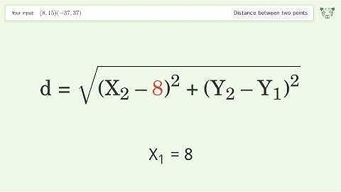 Find the distance between two points p1 (8,15) and p2 (-37,37): Step-by-Step Video Solution