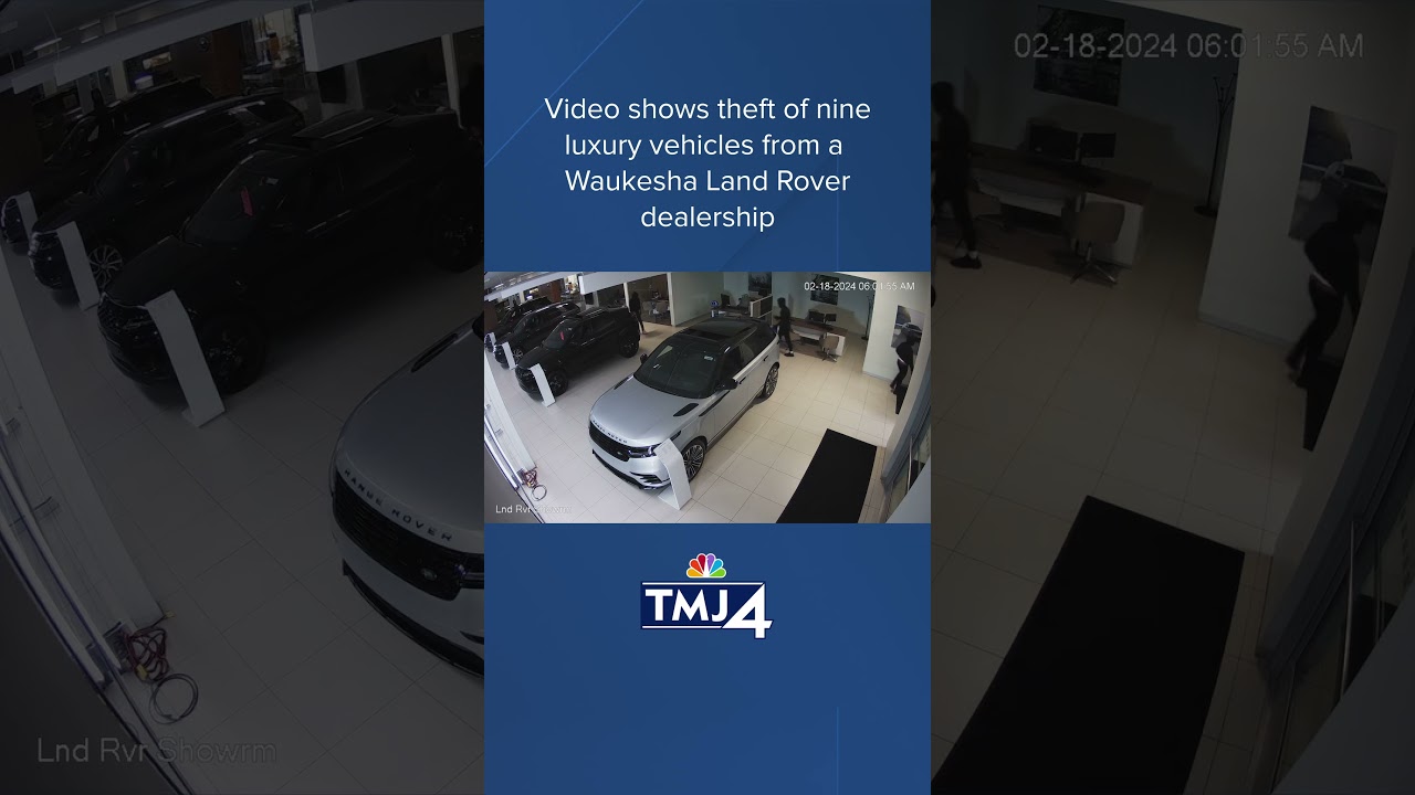 New video shows suspects stealing nine luxury vehicles from a Land Rover dealership in Waukesha.