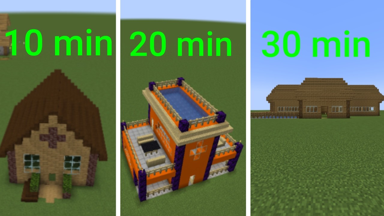 10 min vs 20min vs 30 min build in Minecraft no mods