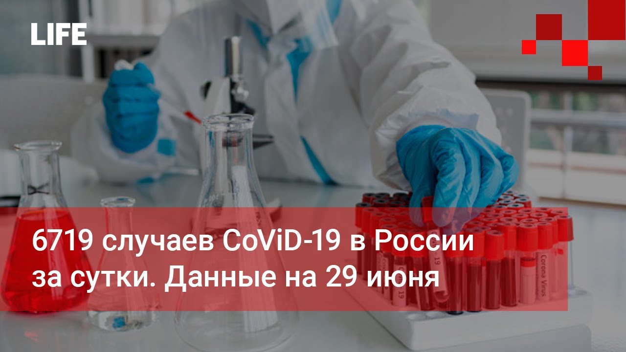 6719 случаев CoViD-19 в России за сутки. Данные на 29 июня
