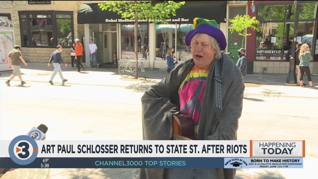 Famed State Street Performer Art Paul Schlosser Returns After Being Maced By Police Youtube Art paul schlosser (born january 4, 1960) as arthur p. famed state street performer art paul schlosser returns after being maced by police