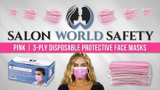 Salon World Safety | Pink 3-Ply Disposable Protective Face Masks screenshot 5