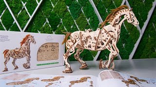 Ugears Horse Mechanoid Model Kit Assembly Video | English Voiceover