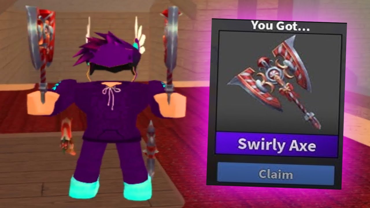 I got SWIRLY AXE In the MM2 Christmas Update… - YouTube