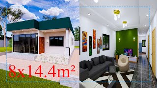 8 x 14.4 m² House Design For Small Family | Modern House Design |Tiny House| Casa House |Asian House