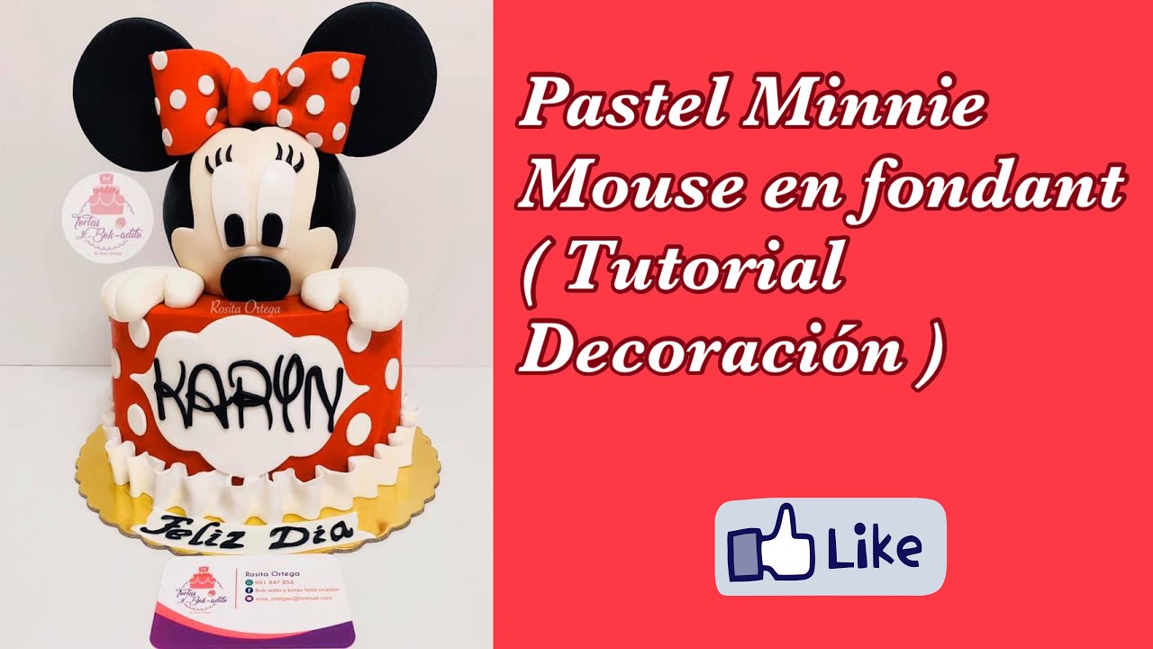 Minnie Mouse pastel en Fondant (Tutorial decoración ) - YouTube