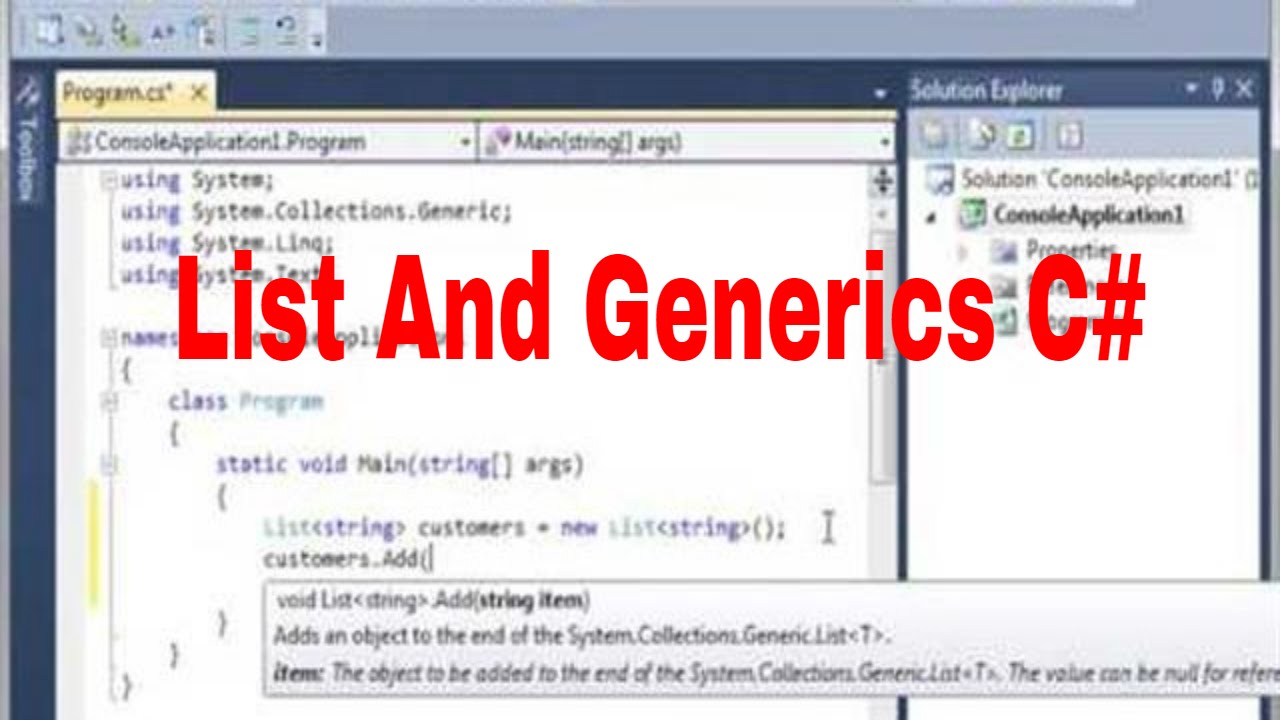 Lists and Generics C# - C sharp Lists and Generics - YouTube