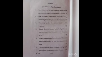 Condensed matter physics paper M.Sc. physics kumaun university