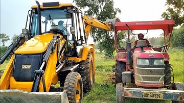 Jcb 3dx Backhoe Machine Loading Mud In Mahindra Yuvo 415 DI Tractor | Jcb and Tractor Cartoon Video