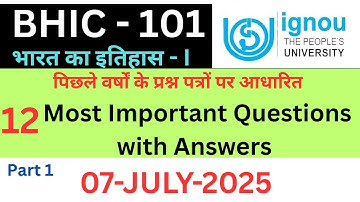 IGNOU BHIC 101 Important Questions Answers for June July 2025| BHIC 101 previous year solution