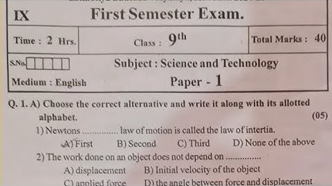 class 9th Science and technology paper -1First semester exam 2024-25 || @Almassheikheducation