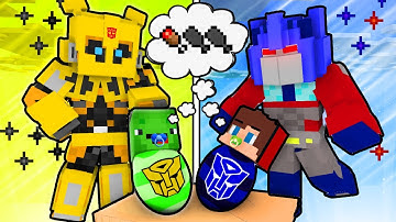 JJ Optimus Prime vs Mikey BumbleBee Transformers Battle - Maizen Minecraft Animation