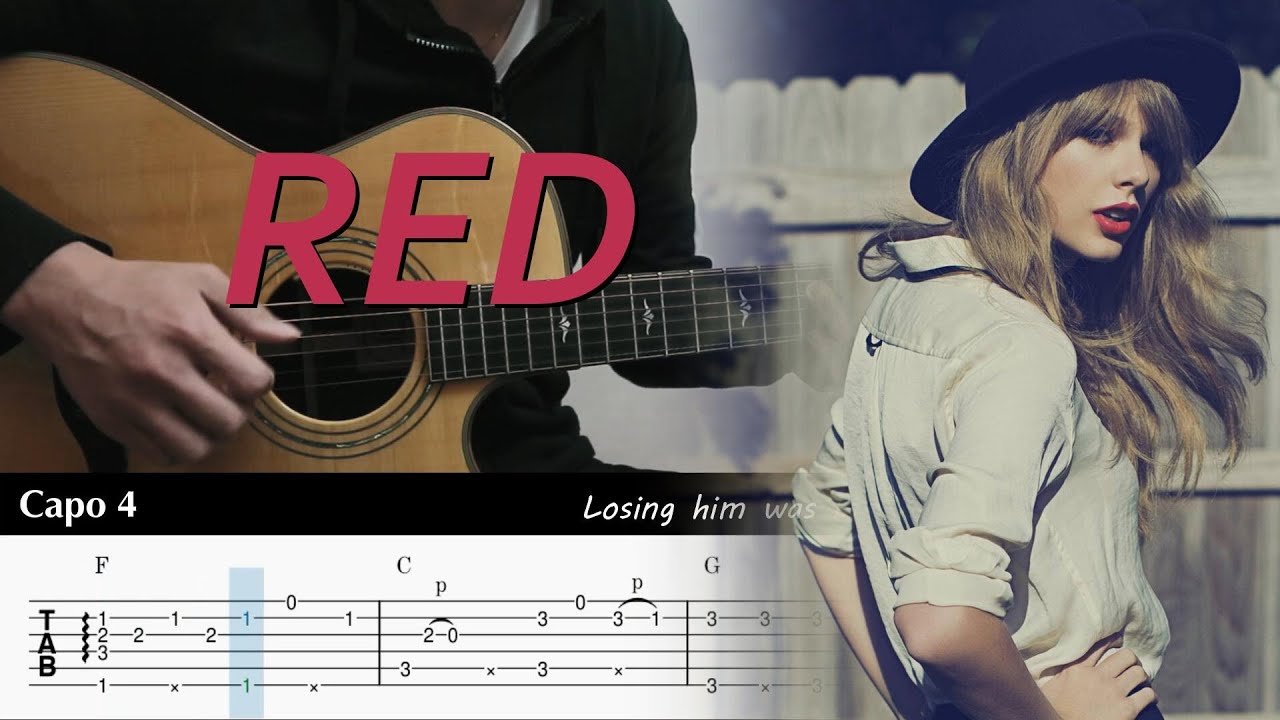 Red Taylor Swift Fingerstyle Guitar TAB Chords YouTube