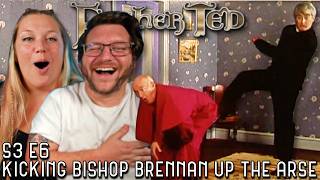 Kicking Bishop Brennan Up the Arse... Did He Do It! | Americans React to Father Ted S3E6