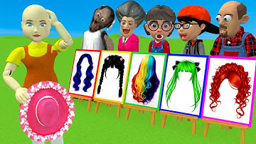 Scary Teacher 3D vs Squid Game Draw Hair Squid Girl Beautiful or Error Challenge 5 Times Challenge