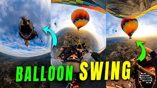 Parachutist Swings off an Air Balloon in a Mid-Air Maneuver