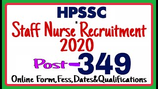 HPSSSB Staff Nurse Recruitment 2020 | hp staff nurse vacancy 2020 |hpsssb staff nurse previous paper