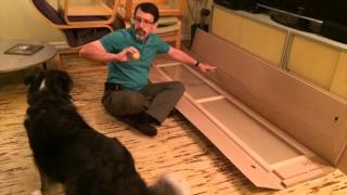 Assembly and Installation of a set of IKEA Billy Bookcase with Oxberg glass doors. Total was two shelves wide bookacses with a 