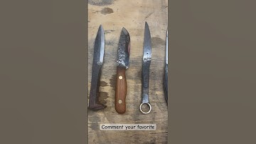 All of my handmade knives so far- #forging #knife #forged #diy #handmade #handforged #forgedknives