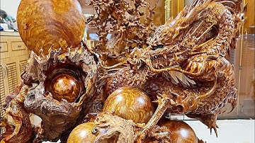 Nghệ thuật điêu khắc tượng gỗ| Nhất Long Vờn Ngọc Nu Hương Giọt Nước VIP