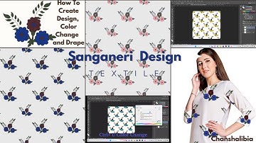 Sanganeri textile Pattern | color change and drape pattern |apply pattern | repeat design| tutorial