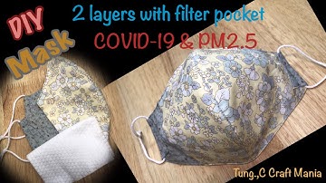 New design Mask|2 layers include filter pocket|Support PM2.5 filter|How to make face mask at home|
