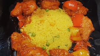 sweet & sour chicken /  rice recipe  فراخ سويت أند سور و أرز بالبسلة و الجزر