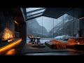 Chill Ambient Deep Work Music | Focus & Concentration in a Modern Snowy Mountain Villa | 4K