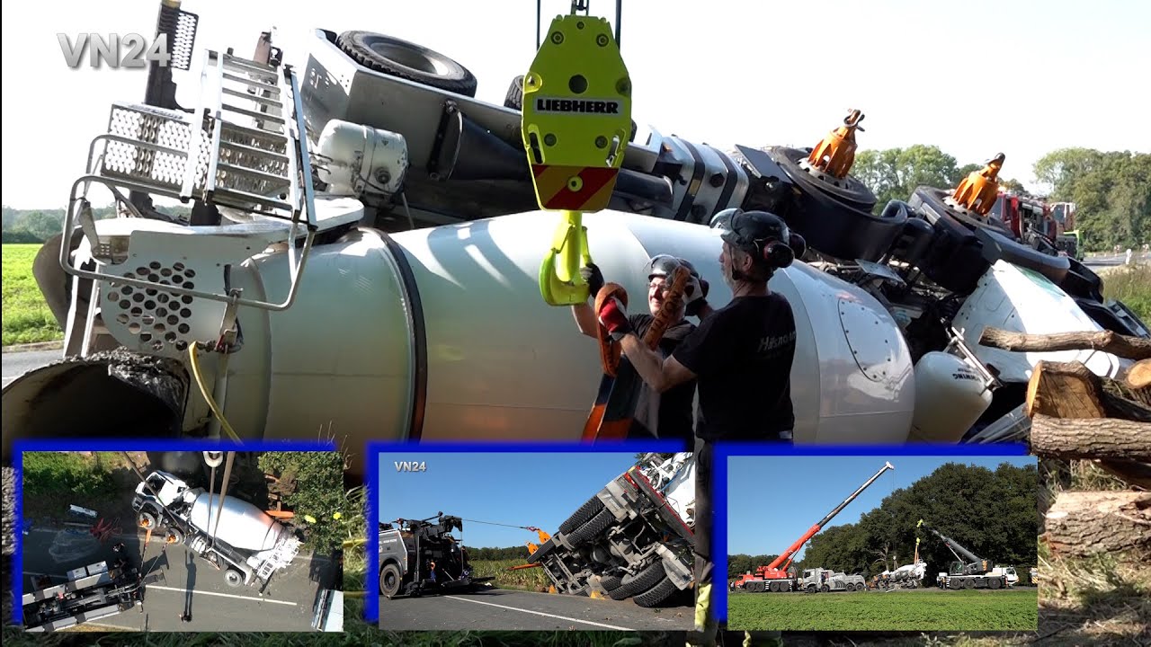 VN24 — Спасение бетономешалки после аварии на окружной дороге