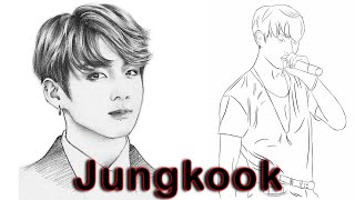 Jungkook Drawing Easy Sketch | How to Draw BTS Jungkook Step by Step