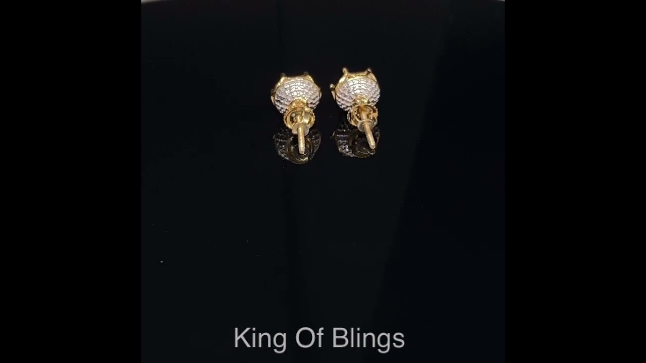 0.10ct Diamond Stud Hexagon Earrings Yellow 925 Sterling Silver For Men & Women