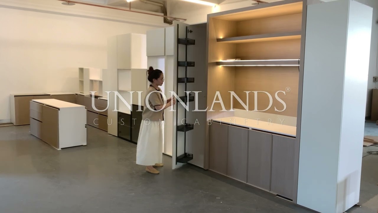 Slim Shaker modern kitchen cabinet pre assembling in Unionlands Cabinetry factory