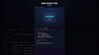 Neon Clock in 15 Seconds ⚡ HTML CSS JavaScript #Shorts