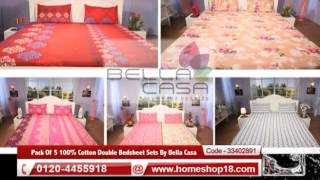 Homeshop18.com - Pack Of 5 100% Cotton Double Bedsheet Sets By Bella Casa