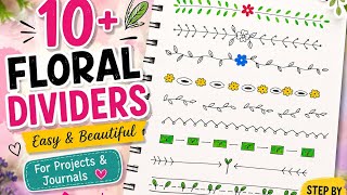 10Easy & Beautiful Floral Divider Designs🌿🌱| Border Designs for School Projects & Journals| Tutorial