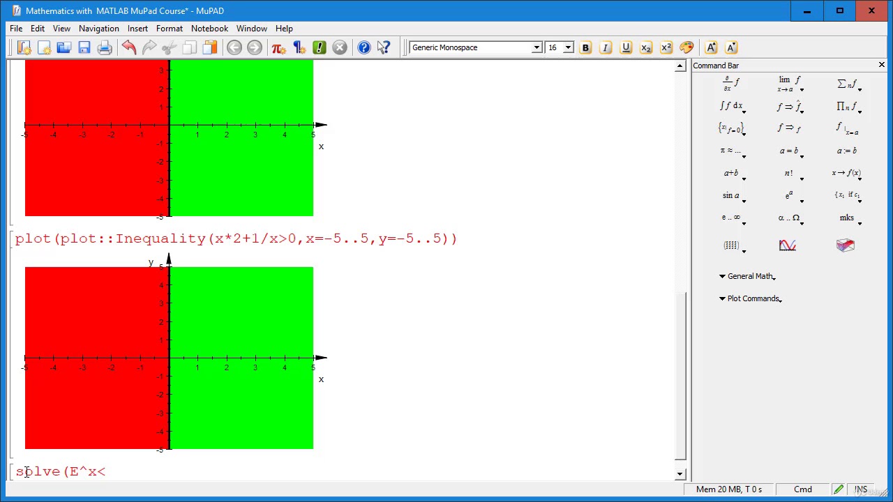 Mathematics With Matlab Mupad Solve Inequalities Youtube