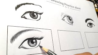(Download Free worksheet) How to draw Eyes/an Eye step by step for beginners | Eye drawing tutorial