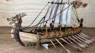 Drakkar - Barco Viking Feito com Palitos de Picolé