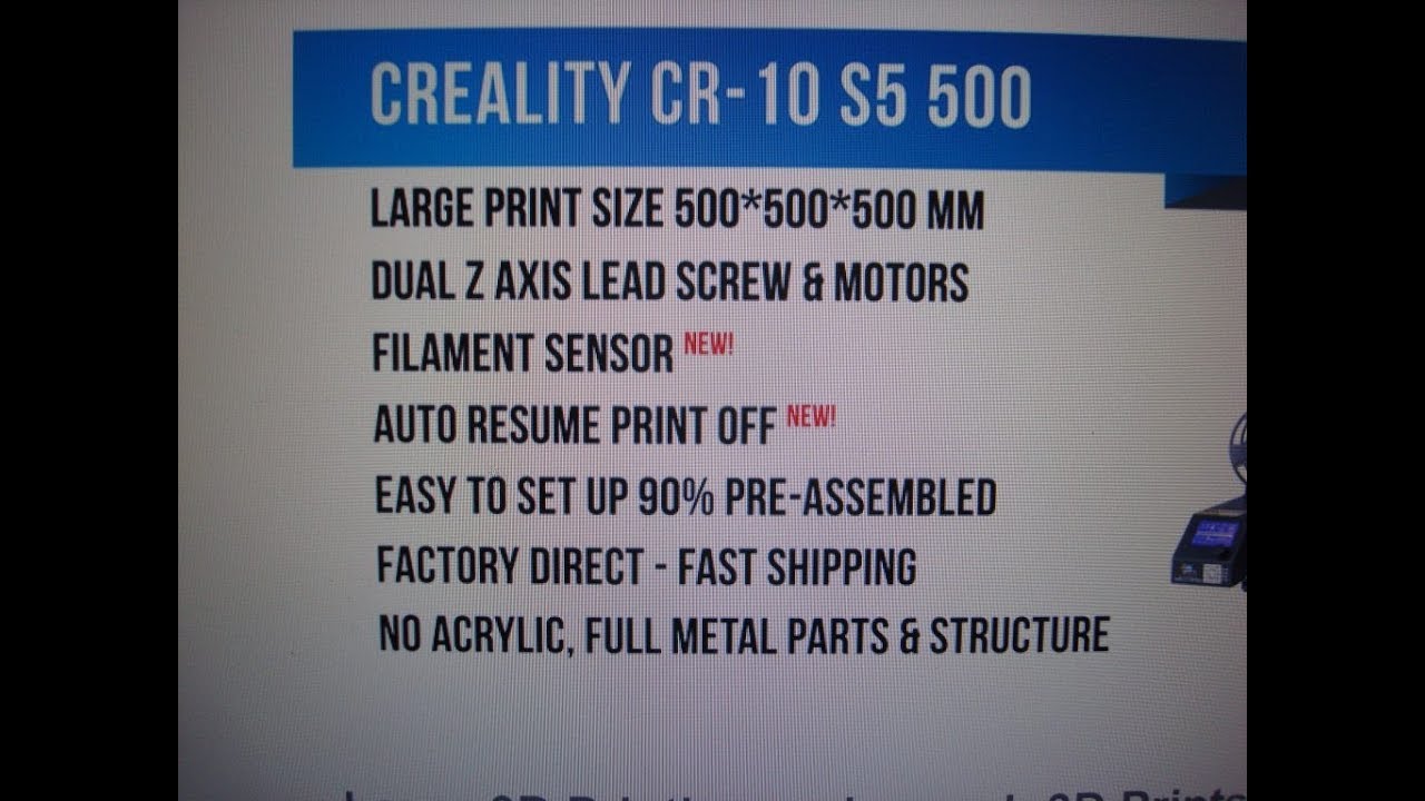 cr 10 s5 power loss resume filiment loss resume 500mm build size