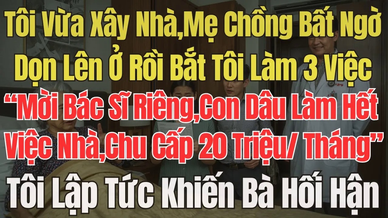 Nhà Mới Xây,Mẹ Chồng Lên Ở Rồi Ép Tôi： Tìm Bác Sĩ Riêng, Làm Hết Việc Nhà, Chu Cấp Tiền. Tôi Lập Tức