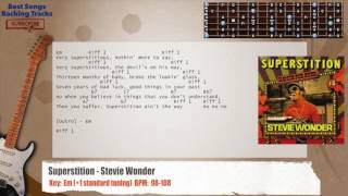 🎸 Superstition - Stevie Wonder Guitar Backing Track with chords and lyrics chords