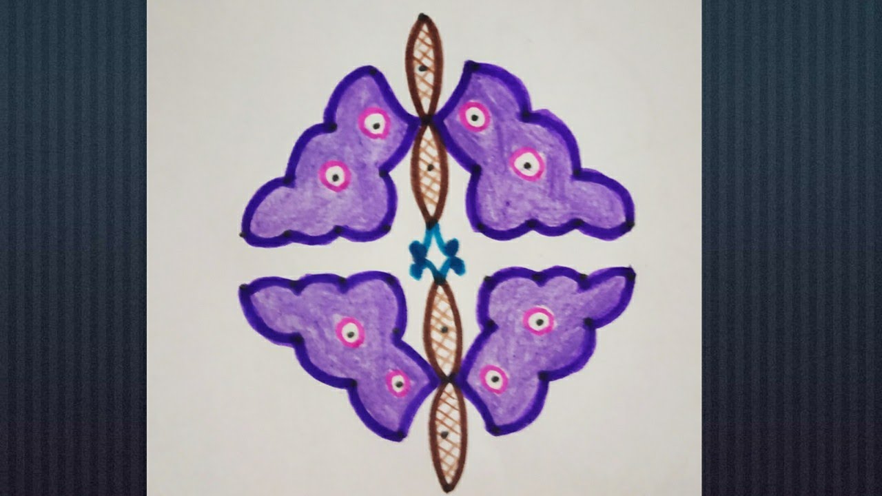 Butterfly rangoli designs with dots creative Kolam designs with dots
