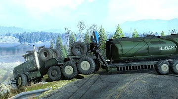 SnowRunner - Derry Longhorn 4520 8x8 Military Truck - Driving Offroad Transport Trailer Fuel Tanker