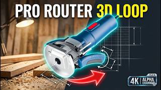 Plunge Woodworking Router 360° Rotation Animation | 4K Seamless Loop | Transparent Background screenshot 5