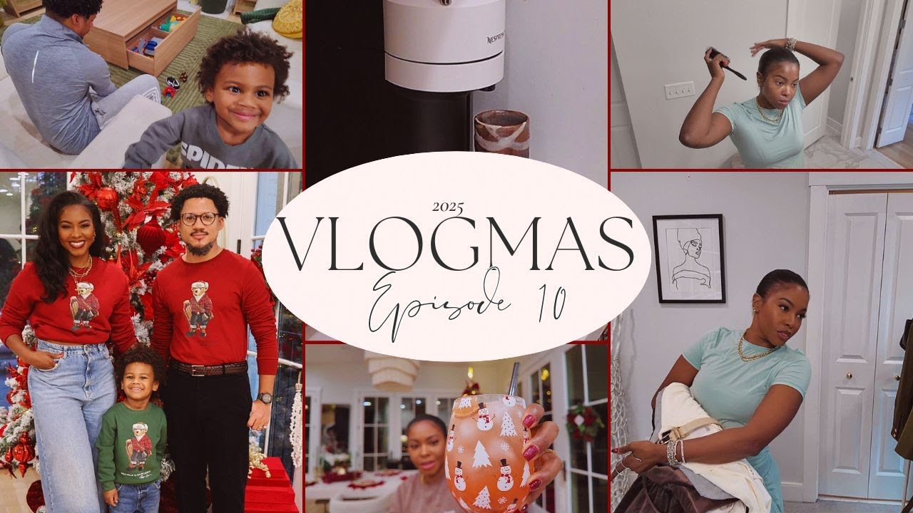 VLOGMAS || AM skincare , protein heavy meals, family Christmas cards + tips for creating content